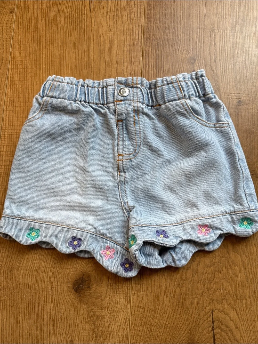 Disney Light Blue Denim Minnie & Daisy Embroidered Shorts Set